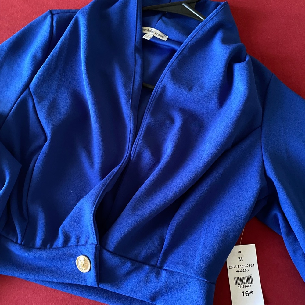 Blue fitted tank top jacket